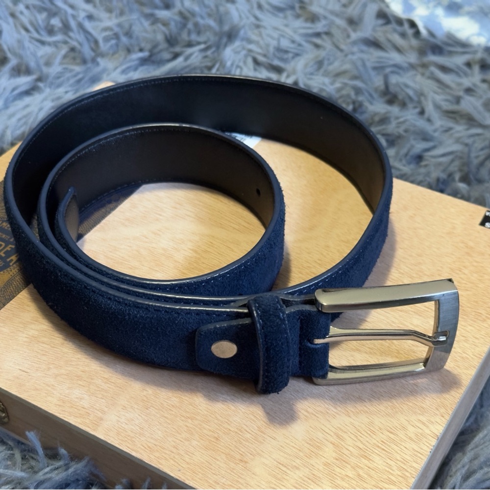 Men's Blue Suede Belt